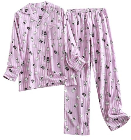 Pigiama Donna E Donna Natale Pigiama Taglio Maschile Pigiama Pile Natalizio Donna Pigiami Invernali Pile Camicia da Notte Estate Camicia da Notte Caldo Cotone Donna Pigiama Donna Tipo Tuta Pigiama