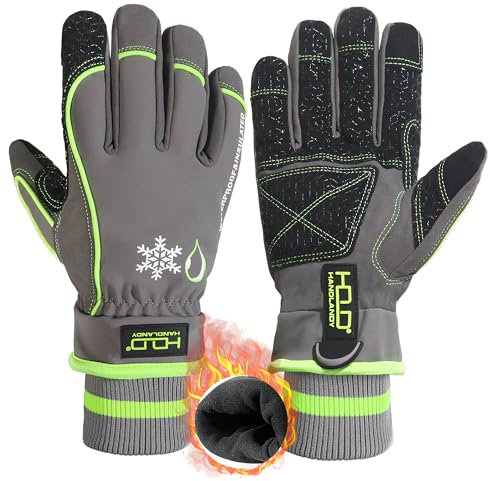 AIGEVTURE Arbeitshandschuhe für kaltes Wetter, Herren, Winter, Mechaniker-Handschuhe, wasserdicht, isoliert, Winterhandschuhe mit Thermo-Fleece, Touchscreen, Grün (XL)