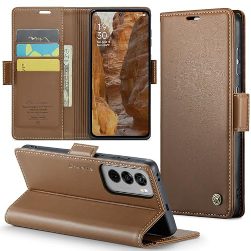 Phernykas Handyhülle für Oppo Reno 12 Pro Hülle Leder,Magnetische Klapphülle mit kartenfach und Standfunktion Smartphone Schutzhülle Lederhülle Oppo Reno 12 Pro Flip Book Case (Braun)