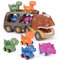 Weinsamkeit Dinosauro Camion Giocattolo per Bambini con Suono Ruggito, 5 in 1 Camion Macchinine per Bambini 3 4 5 Anni (Marrone)
