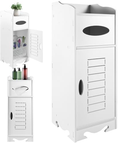 Youyijia Bathroom Storage Unit Waterproof Bathroom Cabinet With Tissue Holder Bathroom Cabinets Free Standing for Office Living Room Kitchen Entryway 55x21x21CM