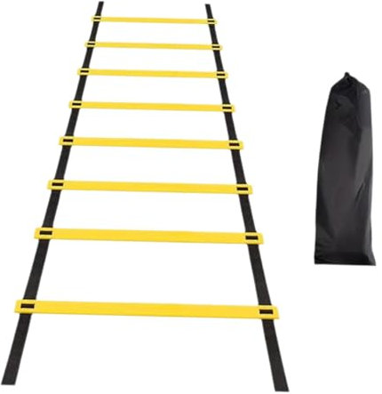 QSTDGVPW Football Agility Head of Foldable Multi -purpose Hurdles with Carrying Bag Speed ladder, 4 Meters 8 Sections