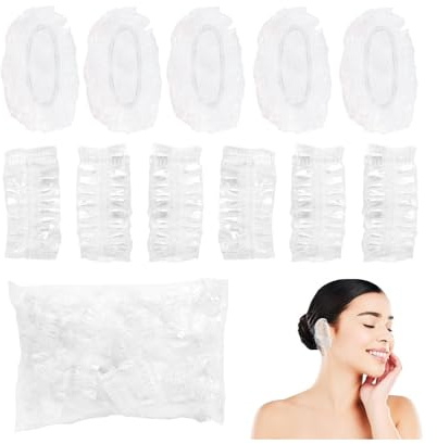 Lot de 200 cache-oreilles jetables en plastique transparent pour la douche et la teinture des cheveux