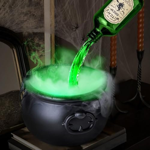 Halloween Witch Bucket, Black Cauldron Bucket, Plastic Cauldron, Black Candy Bowl, Trick or Treat, Witch Cauldron Pot Bucket for Halloween Decorations, Horror Home Decoration Supplies-S