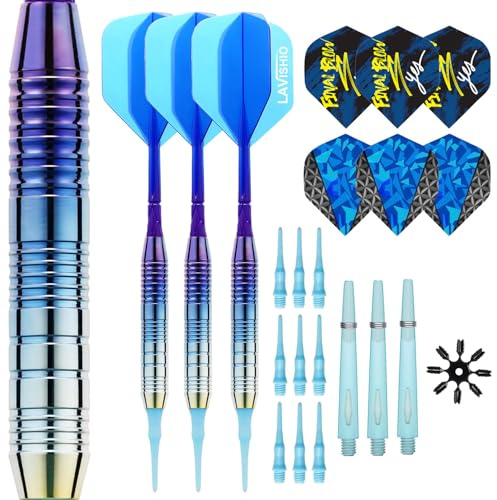 Lavishio Dartpfeile mit Kunststoffspitze für Elektronische Dartscheibe 3 Stück Soft Darts Pfeile Set,21g Professional Brass Softip Darts Set with Flights, Shafts (Stems)