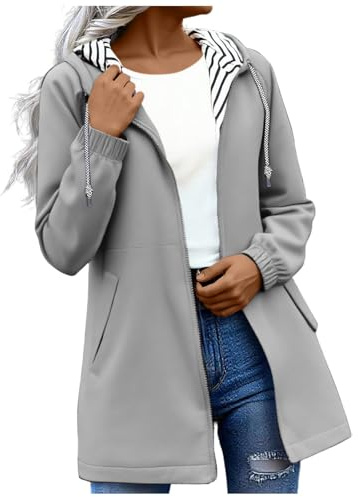 KOG Regenjacke für Damen Wasserdicht Radjacke Leichte Windjacke Outdoor Jacken Einfarbig Oberteil Frau Regenponcho Große Größen Trainingsjacke Winter Jacken Windbreaker Mode Regencape Laufjacke
