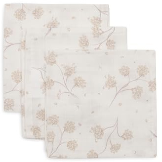 Jollein Spucktücher Baby – Leafy Dreams – 3er Pack – 31x31cm – Musselin – 100% Baumwolle – Mulltücher Baby – Mullwindeln – OEKO-TEX Zertifiziert