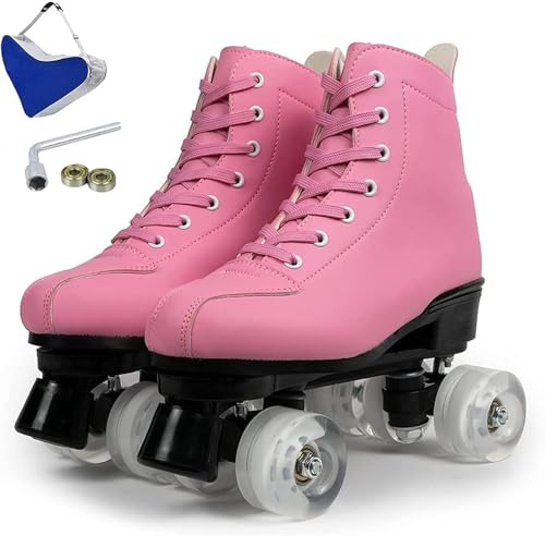 Damen Rollschuhe Glänzende Rollschuhe Für Erwachsene Frauen Männer Pu Leder Rollschuhe Für Outdoor Indoor Mit Schuhen Tasche Und Werkzeugen, C, 45