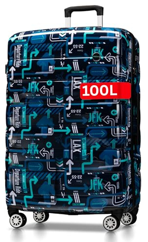 NOWI Hartschalenkoffer XL Groß - 100L Volumen - 158cm Gurtmaß - 8 Rollen 360° drehbar - Leichter Koffer mit Zahlenschloss & Teleskopgestänge - Reisekoffer mit Rollen, Trolley (XL JFK)