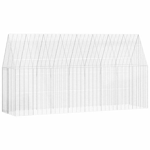 Hasenkäfig Silber 400 x 100 x 210 cm Verzinkter Stahl Außengehege mit Stauraumfach für Meerschweinchen Kaninchen Hamster Wetterfestes Freigehege aus galvanisiertem Stahl