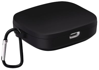 Techsuit für Xiaomi Redmi Buds 5 Hülle mit Silikon, Glatte Ultradünne Material, Stoßfest, Kratzfest, Kabelloses Laden Kompatibel, Karabiner, Schwarz