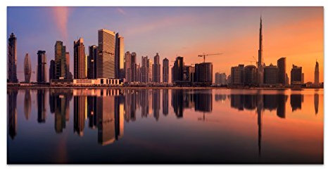 DekoGlas Glasbild 'Dubai Business Bay' Acrylglas Bild Küche, Wandbild Flur Bilder Wohnzimmer Wanddeko, einteilig 100x50 cm