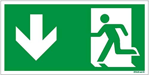 KEERCIGA Notausgangsschild Unten Nachleuchtend selbstklebend 30 cm x 45 cm Schaum Wandmontage Exit Sign Sicherheitsschild