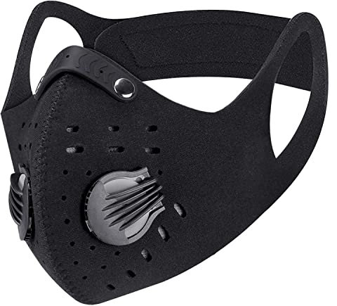 PISIQI Half Face Sports Face Protections Anti Dust Face Mouth Outdoor Riding Protections with Valve Reusable Breathing Lightweight Face Shield Outdoor Facial for Men and Women (Black A)