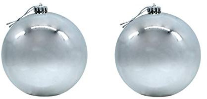 DARO DEKO Weihnachts-Kugel XXL Ø 15cm - 2 Stück Silber glänzend