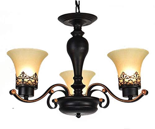 NZDY Garage, Cucina, Lampadario in stile vintage 3 luci Lampadario Lampada a sospensione regolabile Lampada da soffitto in bronzo per sala da pranzo-Golden 3 luci,d'oro,3 luci
