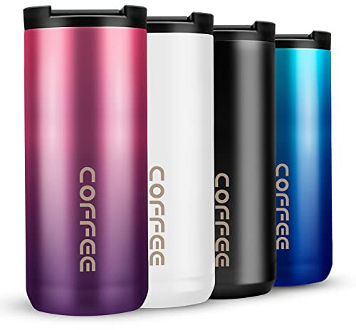 Travel Mug, Double Walled Coffee Cup 550ml Vacuum Insulation Stainless Steel with Leakproof Lid Eco-Friendly, for Hot and Cold Water Coffee and Tea (Gradient Purple)
