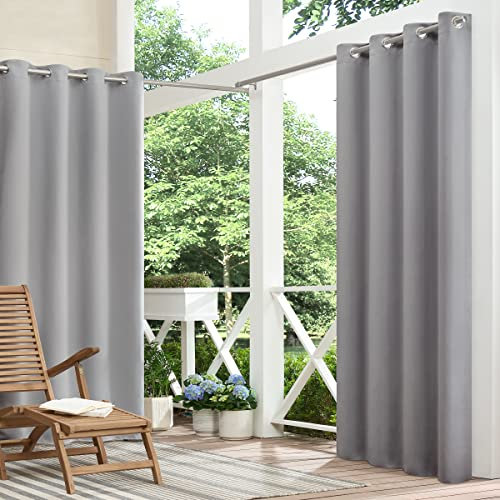 Eclipse Bradford - Cortina de Ventana Opaca versátil Impermeable con Ojales para Interiores o Exteriores (1 Panel), 52 x 63 Pulgadas, Color Gris