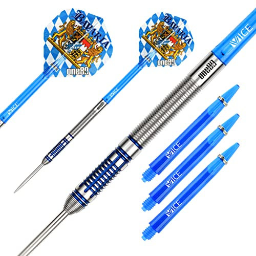 ONE80 Steel Dart Bavaria Ultra 90% Tungsten Steeltip Dart Steeldart Dartpfeile Set mit Bayern Flight (21 Gramm, 04)