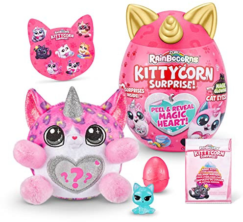Rainbocorns Kittycorn Surprise, Chat du Bengale, 10 Surprises, Peluche câline, (Chat du Bengale)