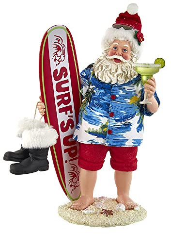 Kurt S. Adler Fabriché Surfbrett und Trinken Weihnachtsmann, Mehrfarbig, 11-Inches