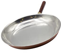 CREARTISTIC 100% Made in Italy - KupferPfanne mit langem Holzgriff – Topf 30 cm - Professionelle Antihaftpfanne – 1,5 mm Dicke - Verzinnte Kupferpfanne - Handgefertigt