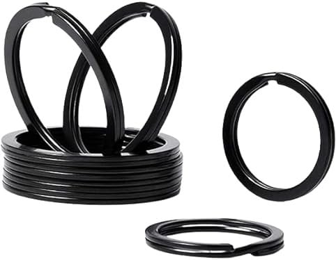 Rohans 10 Pcs 25 mm Metal Flat Split Key Ring Circular Keychain Hoops Keyring Loop Keyring Connector (Black)