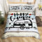 Loussiesd Camping Bettwäsche Set 155x220 Jungen Reisewagen Glücklicher Camper Bettwäsche Kinder Junge Mädchen Fröhliches Campen Thema Bettbezug Set Jugendliche Atmungsaktive Raumdeko Jahrgang Holztür