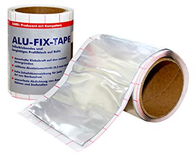 Sarei Alu-Fixtape | selbstklebendes Reparaturband | zur wasserfesten Abdichtung von Anschlüssen, Nähten und Stoßstellen | 100 mm x 1 m | Made in Germany
