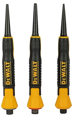 DEWALT DWHT0-58018 Bi-Material Nail Set, 3 Piece (0.8, 1.6 and 2.5mm.), Bi-Material Grip, Flared to Help Protect Your Hand