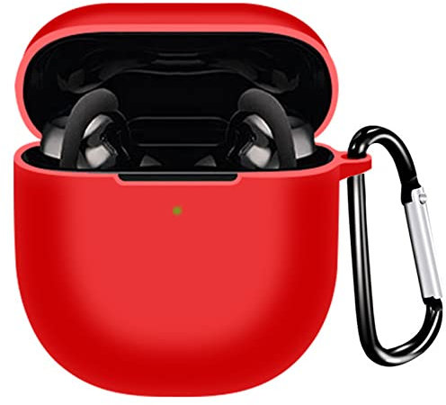 Miimall Schutzhülle Kompatibel mit Bose QuietComfort Earbuds II Hülle mit Karabiner, [Vordere LED Sichtbar] Leicht Silikon Stoßfest Schutz Case für Bose QuietComfort Earbuds 2 2022-Rot
