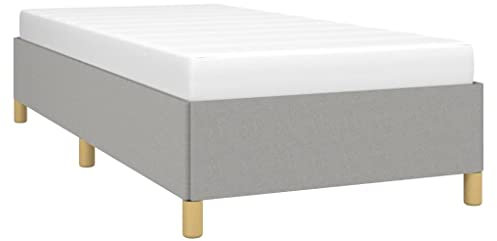 vidaXL Polsterbett, Bett Bettgestell mit Lattenrost, Schlafzimmerbett Einzelbett mit Stützbeinen, Bettrahmen Schlafzimmermöbel, Hellgrau 90x190 cm Stoff