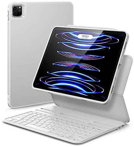 ESR Ascend Tastatur Hülle Lite, iPad Tastaturhülle kompatibel mit iPad Pro 11/iPad Air 5/4, magnetische abnehmbare Hülle, verstellbarer Hoch-/Querformatmodus, leicht und tragbar, federnde Tasten, Weiß