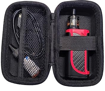 Schutztasche Hardcase Hartschalenetui für E-Zigarette Außenabmessungen 140 x 70 x 60 mm Innenabmessungen 135 x 65 x 58 mm Stoßschutz integriertes Netz und Gummizug Schwarz (M)