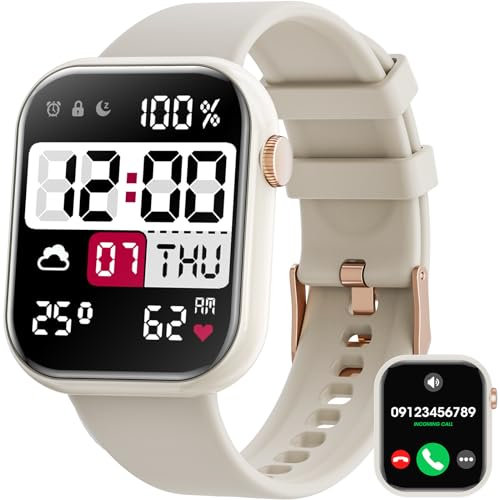 Hwagol Smartwatch Damen Herren, 1.85 Zoll Touchscreen Smart Watch mit Bluetooth Anrufe, Uhr Damen Herren mit 140+ Sportmodi SpO2 Pulsuhr Schlafmonitor Schrittzähler, Armbanduhr für iOS Android