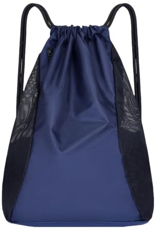 Turnbeutel Damen Lässig Wasserabweisend Sportbeutel - Damen Marineblau Sport Rucksäcke mit Kordelzug für Basketball Fußball Schuhe Tasche Wasserdicht mit Bodenfach Ballfach - JSB031-04