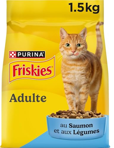 FRISKIES | Katze | Alleinfuttermittel für ausgewachsene Katzen | mit Lachs und Gemüse | Alleinfuttermittel reich an Vitaminen und Mineralien | Beutel | 1,5 kg