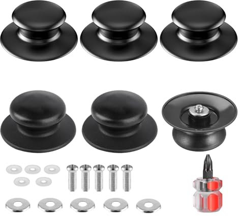6 Piezas Perilla de Tapa de Olla Con Tornillos, Perillas Para Tapa de Cacerola, Pomo Tapa Olla, Universal Tapa Olla Pomo, Mango de Perilla Pomos de Tapas Cacerola Ollas, Tapa Olla Pomo Tapa Repuesto