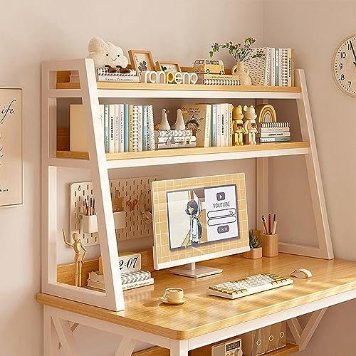 Schreibtischregal fürs Wohnheimzimmer, Schreibtisch-Bücherregal für Computertische, 2-stufiger Bücherregal-Organizer, für Lagerregale für Wohnheimmöbel im Homeoffice (29,5 x 12 x 35 Zoll), weiß