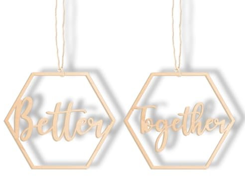 Pmnzdy 2 Stück Stuhlschilder Sechseck Hochzeit Better Together Holzschild Dekorationen Braut Bräutigam Holzdeko für Stühle Hochzeit Zeichen Hochzeit Stuhl Foto Requisiten Jahrestag Hochzeit Deko