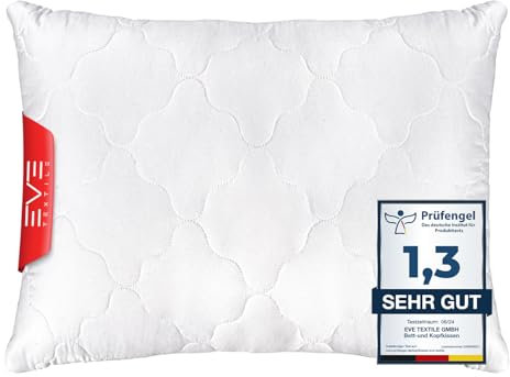 EVE Textile® Kopfkissen 70x50 cm; Bis 60° Waschbar; Steppkissen, Schlaf-Kissen mit abnehmbarem Bezug & hochwertiger Kissenfüllung; Bett oder Deko mit Reißverschluss Allergikerfreundlich