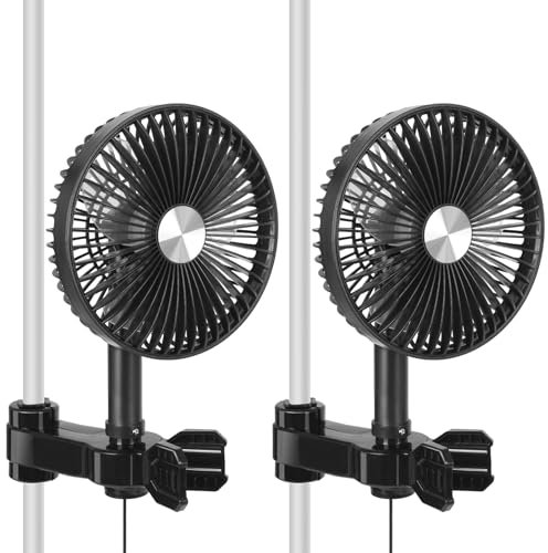 Grow Fan with Clip, Oscillating Waxing Clip-on Fan for Tent, Clampable Mini Fan for Grow Tent, Quiet Small Clip Fan for Grow Tent, Hydroponics Circulation Cooling, Grow Boxes Ventilation (2)
