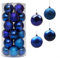HEIBTENY Weihnachtskugeln 24 Stücke ∅ 3CM Farbige Weihnachtskugeln Plastik weihnachtsbaumkugeln Für Weihnachtsdeko Mit Aufhängen Christbaumkugeln Christbaumschmuck Set(Blau)