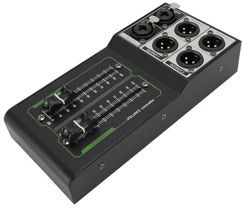 Passive Volume Controller, All Metal Lossless Passive Studio Controller, 1 in 2 Out Accurate Passive Preamp Volume Controller, Stereo Volume Controller for Studio and Home Sound