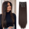 Cybelleza Clip in Extensions wie Echthaar Haarverlängerung Haarteil Glatt 6 Teile 65cm Hair Extensions Clip in Haarteil Lang Gerade Günstig Haarverdichtung Synthetische für Frauen, Mittel braun