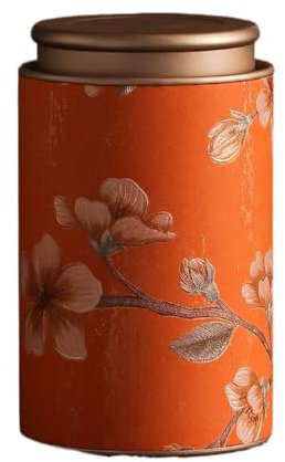 Boîte à thé vide élégante en métal vintage pour café, herbes, bonbons, chocolat, sucre, épices (orange-L)