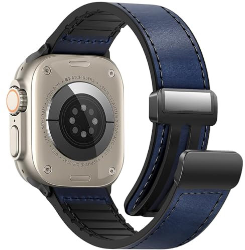 WestEagle Magnetic Leather Bands Compatible with Apple Watch 42mm(Series 10/11) 41mm 40mm 38mm for Men Women, Genuine Leather with Magnetic Buckle for iWatch Series SE11/10/9/8/7/6/5/4/3/2/1