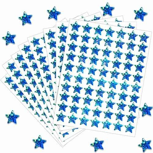 2100 Stück Glitzer Sticker Weihnachten, Aufkleber Sterne, Sticker Sterne, Weihnachtsaufkleber Selbstklebend für Belohnungssystem Kinder, Lehrer, Studenten, Scrapbooking, DIY-Grußkarten (Tiefblau)