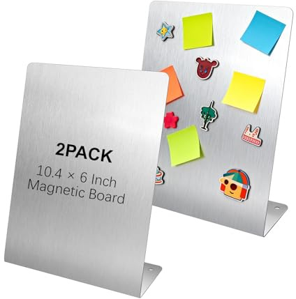 2 Stück Magnetische Schreibtischtafel aus Metall L-förmige Vertikaler Magnetische Memoboard mit Löschbaren Oberflächen 26,3 x 15cm Tragbare Pinnwand für Küche Büro Partybuffet Bar-Menü