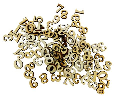 MagiDeal 100 Stück Holz 0-9 Holzzahlen zahlen Scrapbooking Verschönerungen 15mm